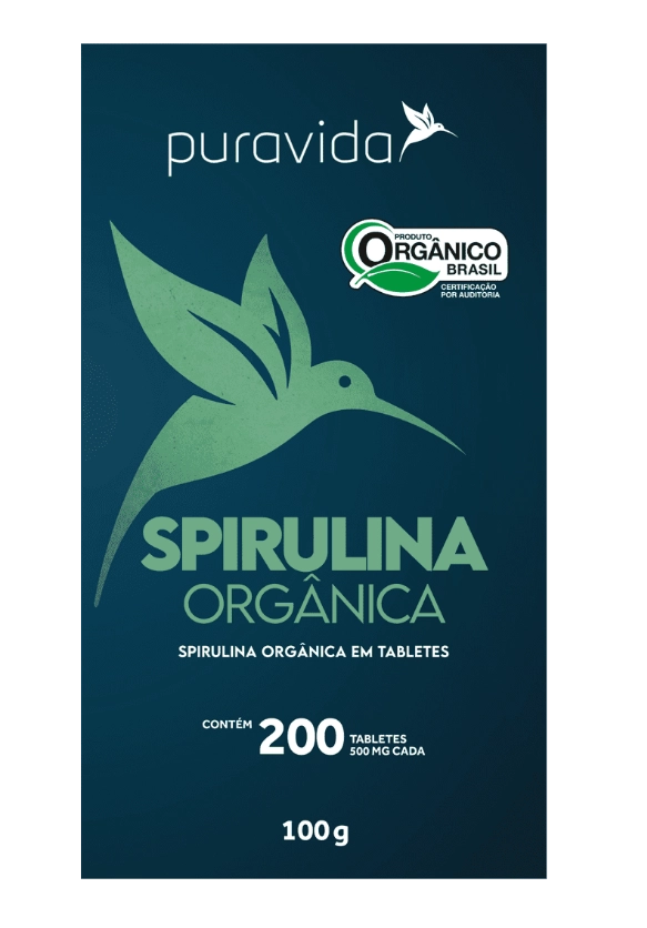 Spirulina Orgânica, 200 comprimidos, Puravida