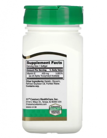 E, 450 mg (1.000 UI), 55 Cápsulas Softgel, 21st Century