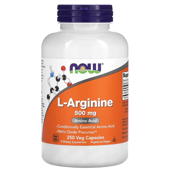 L-Arginina, 500mg, 250 Cápsulas, Now