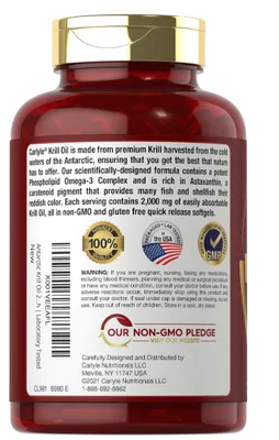 Óleo de Krill Antártico, 2000mg, 120 Cápsulas, Carlyle