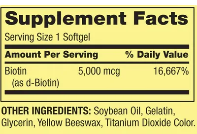 Biotina 5000mcg, 120 Capsulas, Spring Valley