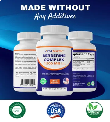 Berberina com Canela do Ceilão, 1500mg, 240 Cápsulas, Vitamatic
