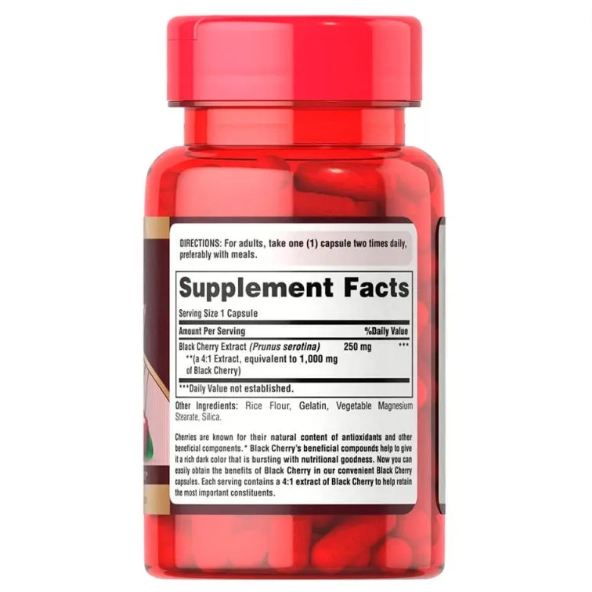 Black Cherry (Cereja Preta), 1000mg, 100 Cápsulas, Puritan's Pride