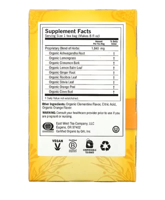 Chá Suporte ao Estresse, Clementina Doce, Sem Cafeína, 16 Saquinhos, Yogi 