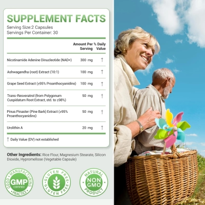 NAD+ Supplement, 620mg, 60 Cápsulas, Nature Whisper