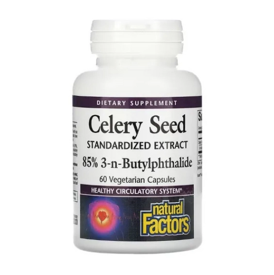Celery Seed, Semente de Aipo, Extrato Padronizado, 60 Cápsulas Natural Factors