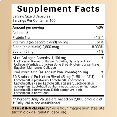 Collagen complex, 2500mcg, 300 Cápsulas, Naturebell
