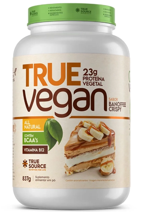True Vegan, Proteína Vegana, 837g Sabor Banoffee Crispy, True Source