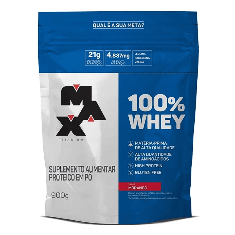 Whey Protein Concentrado 100% 900g Refil Max Titanium