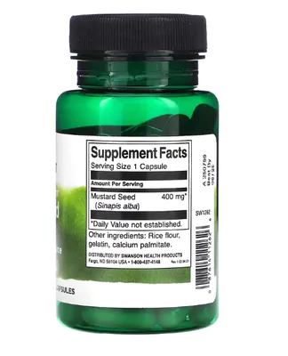 Mustard seed, Semente de Mostarda, 400mg, 60 Cápsulas, Swanson