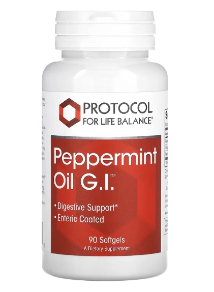 Peppermint oil, Óleo de hortelã-pimenta GI, 90 cápsulas, Protocol for Life Balance