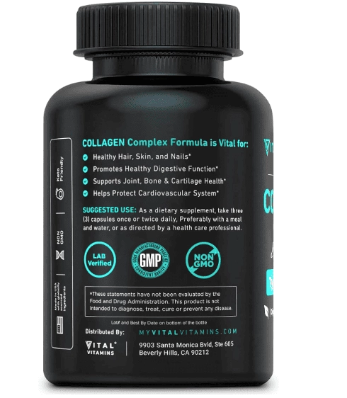 Multicolágeno Tipos I, II, III, V, X, 150 Cápsulas, 3300mg, Vital Vitamins
