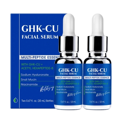 Sérum GHK-Cu Copper Peptides Advanced, 2x20ml, Multi-Peptídeos e Niacinamida, LANGCCI