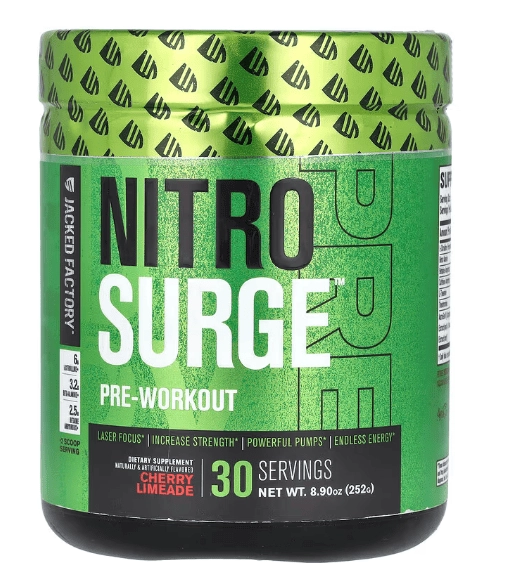 Pré Treino Nitro Surge, Sabor Cherry Limeade, 504g, Jacked Factory