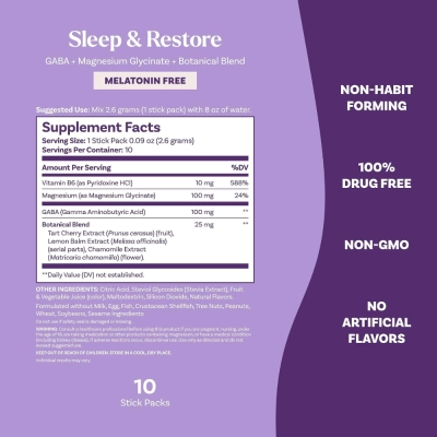 Sleep & Restore Drink,10 Saches, Sabor Cereja, Sem Melatonina, Natrol