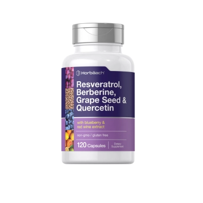 Resveratrol, Berberine, Grape Seed &amp; Quercetin, 600Mg, 120 Cápsulas, Horbaach