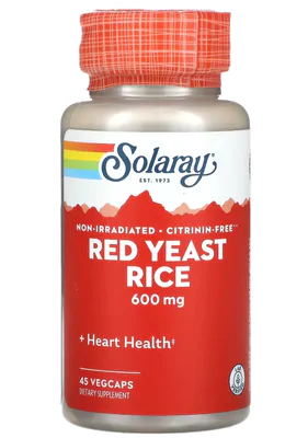 Arroz de Levedura Vermelha, Red Yeast Rice, 600mg, 45 Cápsulas, Solaray