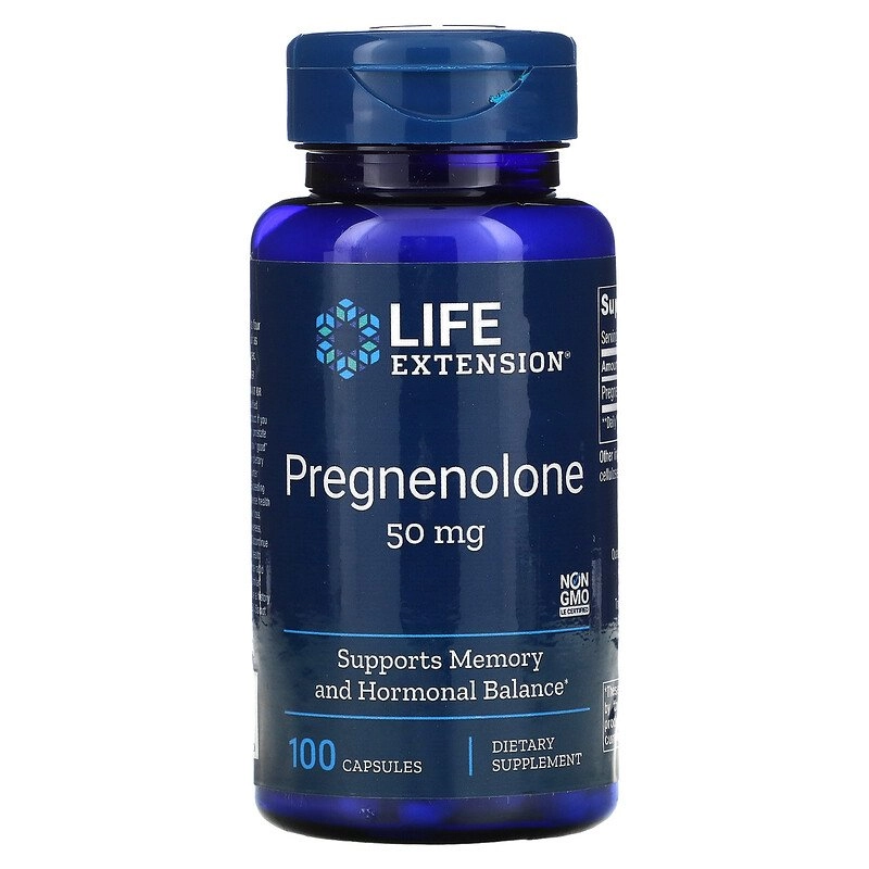 Pregnenolone, 50mg, 100 cápsulas, Life Extension