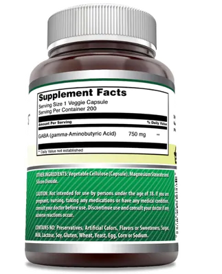 GABA 750mg, 200 Cápsulas, Amazing Formulas