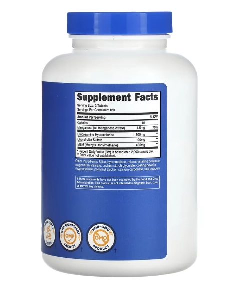 Glucosamina com Condroitina e MSM, 240 Comprimidos, Nutricost