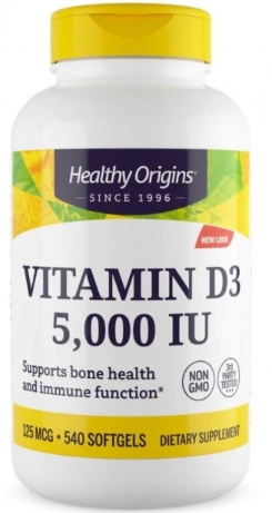 Vitamina D3 5,000IU, 540 Cápsulas, Healthy Origins