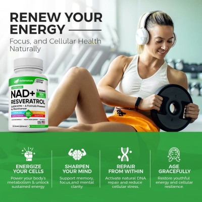 Suplemento NAD+ Lipossomal Com Resveratrol, 90 Cápsulas, Holistnature
