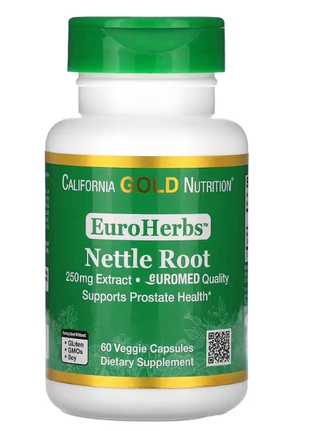 Nettle Root, Extrato da Raiz de Urtiga 250mg, 60 Cápsulas, California Gold, EuroHerbs