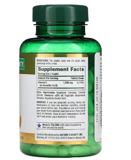 Vitamina C, 1000mg, 100 cápsulas, Nature's Bounty