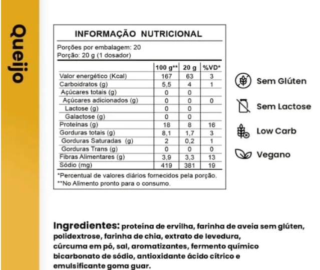 Bready Sabor Queijo, Super Pão Proteico Low Carb Sem Glúten 400g, Hevo