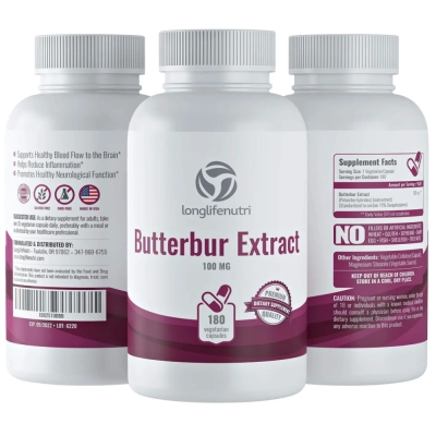 Extrato de Butterbur 100mg, 180 Cápsulas, Long Life Nutri