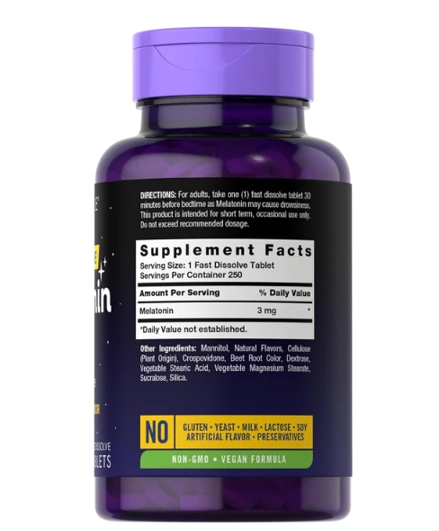 Melatonina 3mg, Fast Dissolve, 250 Comprimidos Sublinguais, Carlyle