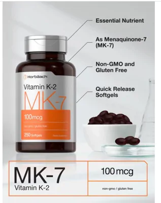 Vitamina K-2 MK7 100mcg, 250 Cápsulas, Horbaach
