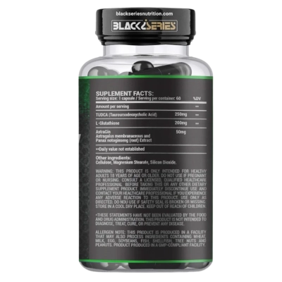 In Cycle Fórmula TUDCA e L-Glutathione, Proteção e Saúde do Fígado, 60 Cápsulas, Black Series