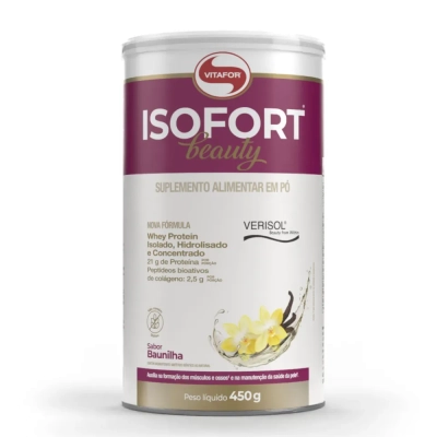 Isofort Beauty 450g, Whey Protein Isolado, Hidrolisado e Concentrado, Sabores, 21g de Proteína Por Porção, Vitafor