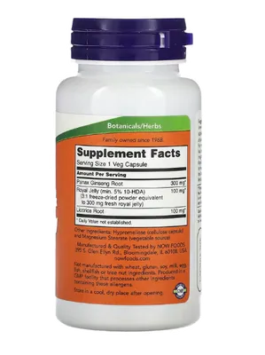 Ginseng e Geléia Real, 90 Cápsulas, Now