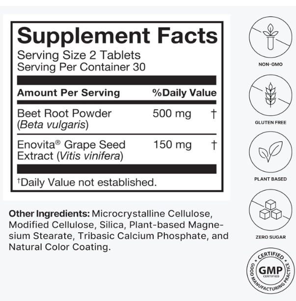 SuperBeets, Saúde Cardiovascular e Melhor Fluxo Sanguíneo com Antioxidantes, 60 Comprimidos, HumanN