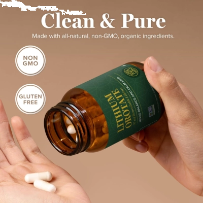 Lithium Orotate 10mg, Humor, Estresse e Equilíbrio Emocional, 60 Cápsulas, Global Healing