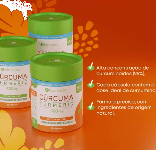 Cúrcuma, Turmeric 600mg, 30 Cápsulas, Bioroots