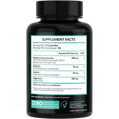 Palmitoylethanolamide (PEA), 400mg, 90 Cápsulas, Everyday Nutrition