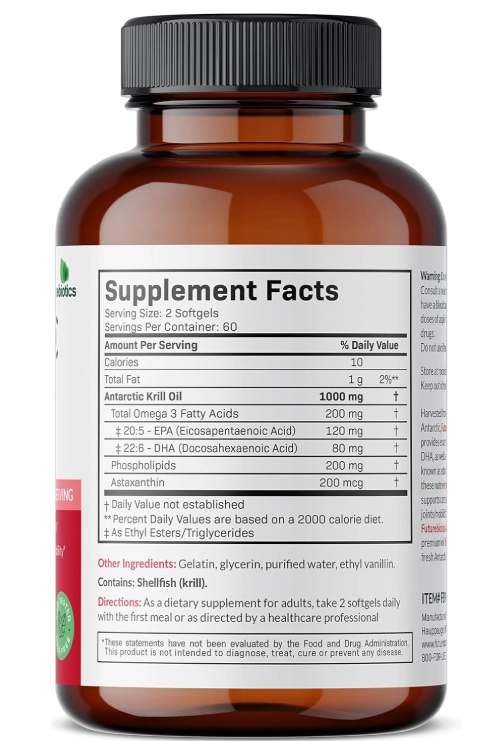 Óleo de Krill Antártico 1000mg, 250 Cápsulas, Futurebiotics
