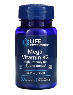 Mega Vitamina K2, 45mg, 30 Cápsulas, Life Extension