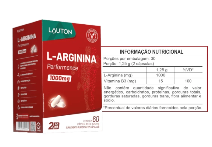 L-Arginina Plus 1000mg, 60 Cápsulas, Lauton Nutrition