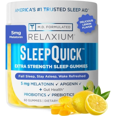 Relaxium SleepQuick, Melatonina 5mg, 60 Gomas, Sabor Limão, M.D Formulated
