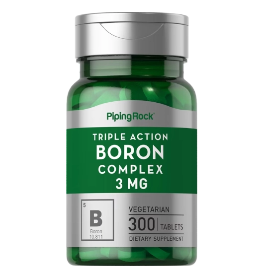 Complexo de Boro, Tripla Ação, 3mg, 300 Comprimidos, PipingRock