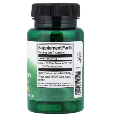 Green Coffee Bean 400mg, Grão de Café Verde, 60 Cápsulas, Swanson