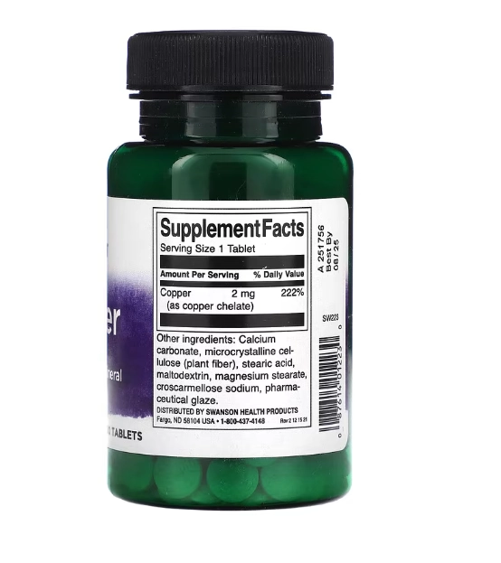 Copper, Cobre, 2mg, 300 Comprimidos, Swanson