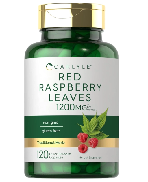 Red Raspberry Leaves, Folhas de Framboesa Vermelha 1200mg, 120 Cápsulas, Carlyle