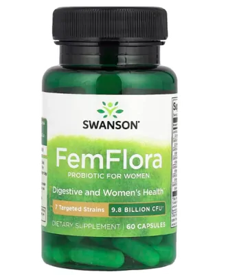 FemFlora, Probiótico para Mulheres, 9,8 bilhões de UFC, 60 cápsulas, Swanson