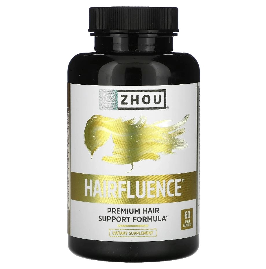Fórmula Premium para Crescimento Capilar (Hairfluence Hair Support), 60 Cápsulas, Zhou Nutrition
