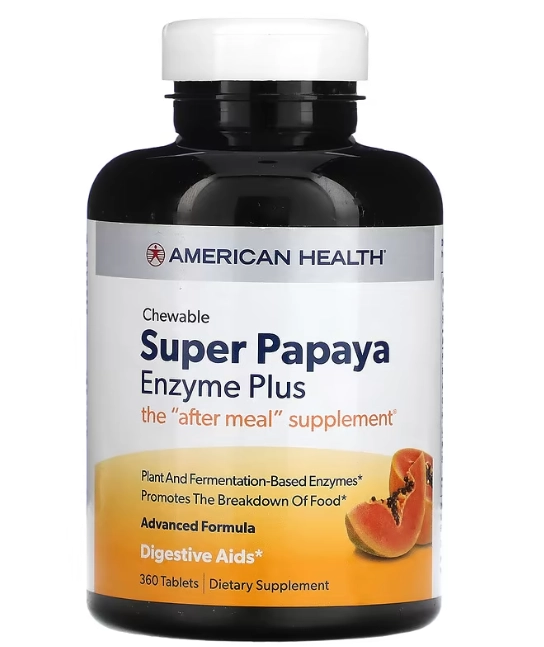Super Enzima de Mamão Plus, 360 Comprimidos Mastigáveis, American Health